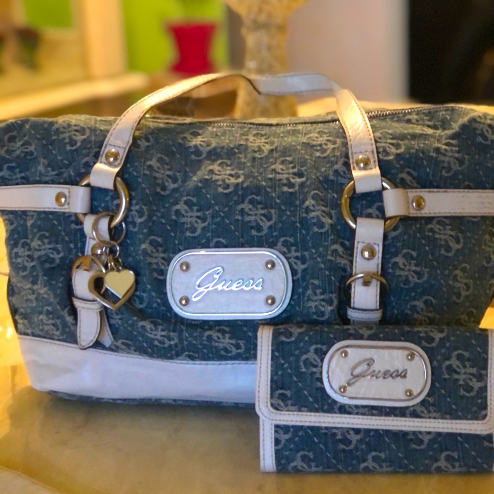 Denim Guess Purse & matching wallet